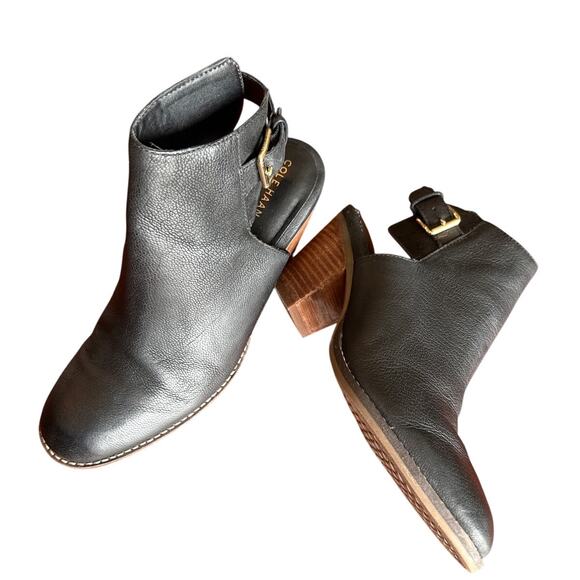 Cole Haan Pippa Black Leather Ankle Booties Women’s Size 9B Excellent - Picture 2 of 7